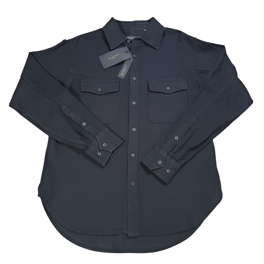 Rag & Bone Mens Black Engineered Long Sleeve Button Down Shirt Jacket New - Picture 5 of 6